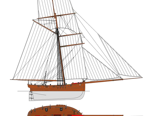 HMS Fly 1763 [Cutter] - drawings, dimensions, figures
